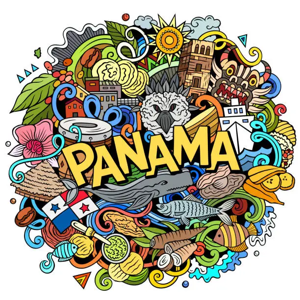 Vector illustration of Panama cartoon doodle illustration. Funny local design.