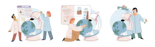 Vector illustration of Scientific experiment. Experimentation is key aspect scientific research, allowing for testing hypotheses