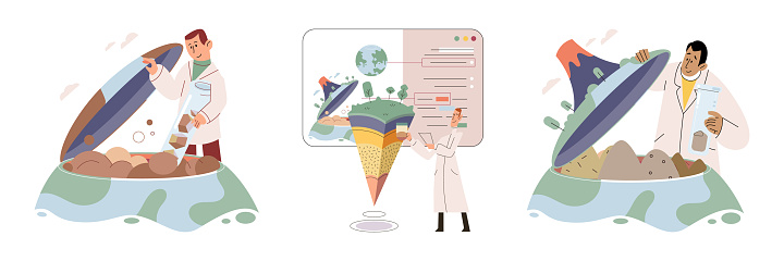 Nature science. Vector illustration. The Earths structure holds clues to its geological and environmental history Environmental experts play crucial role in protecting and preserving nature Knowledge