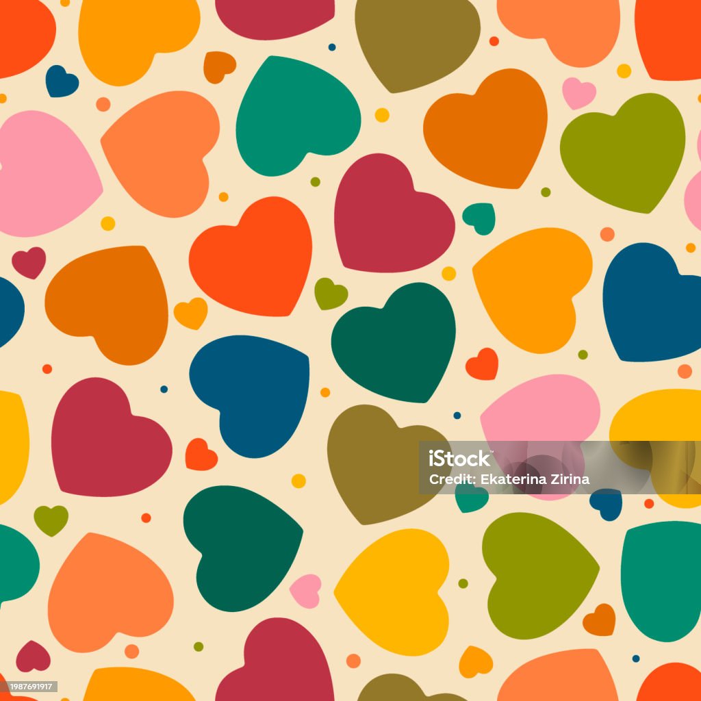 Diffrent Pattern Hearts Seamless Pattern With Hearts Of Different Colors Vector Graphics Stock ...