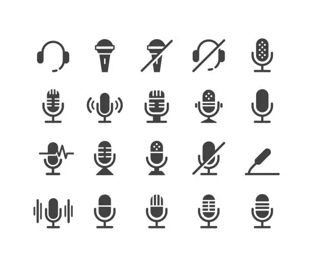 Vector illustration of Microphone Icons - Classic Series