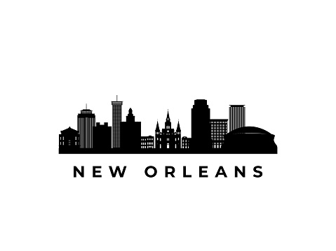 Vector New Orleans skyline. Travel New Orleans famous landmarks. Business and tourism concept for presentation, banner, web site.