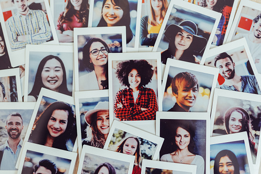 Instant portraits of multi ethnic group