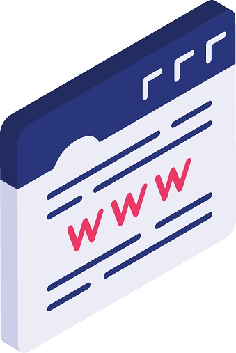 The World Wide Web or WWW isometric concept, web page protocol which translate to vector flat design, Web design and Development symbol, user interface or graphic sign, website engineering  illustration