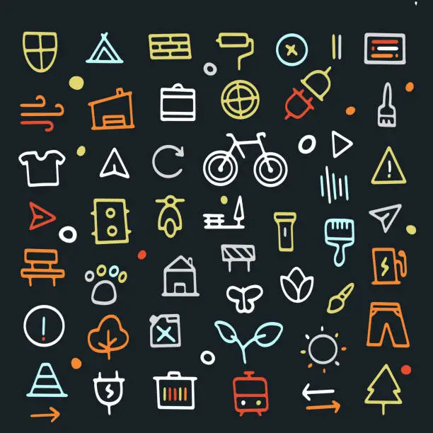 Vector illustration of Flex Icons Pattern for City Life