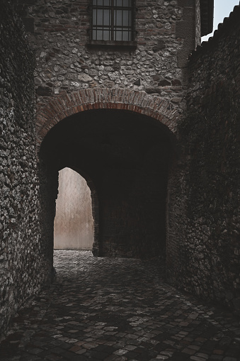 An ancient arch in a medieval town.
