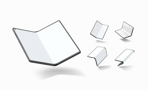 istock Blank white flexible book phone display mockup, different views 1987861781
