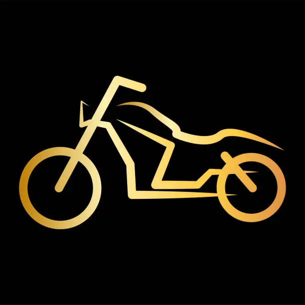 Vector illustration of Simple Minimalist Golden Motorcycle Line Silhouette Illustration Design Vector