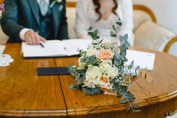 istock wedding flowers bride bouquet groom 1987913185