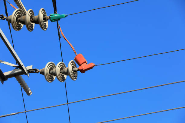 Power transmission equipment in blue sky background