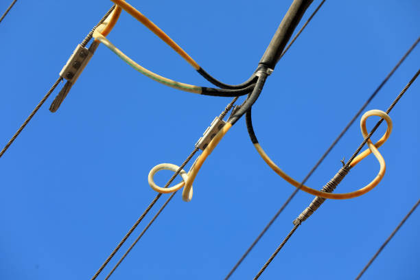 Power transmission equipment in blue sky background