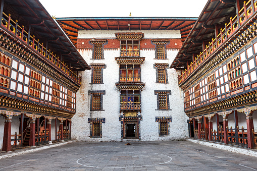 Exterior of Trashigang dzong monastery in Trashigang, Eastern Bhutan, Bhutan, Asia