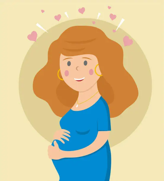 Vector illustration of Cute pregnant woman