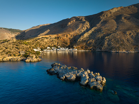 Idyllic Loutro bay at sunrise (south Rethymno, Crete, Greece).