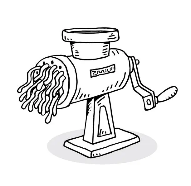 Vector illustration of Hand drawing meat grinder