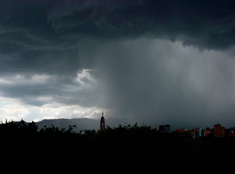 Incoming rainstorm in Medellin, Colombia