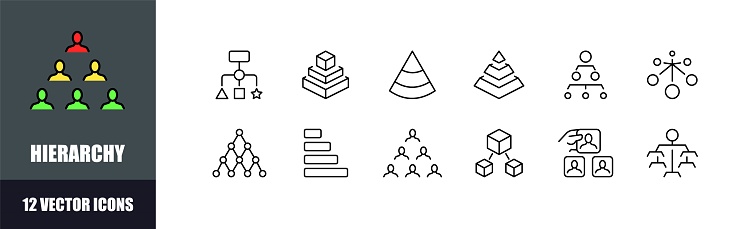 Hierarchy icon set. Linear style. Vector icons