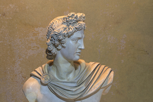 sculpture of the head of Apollo in the workshop