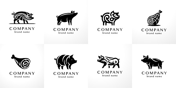 Elegant high quality icon vector set useful for agriculture and pig farm products (swine husbandry) in vector set