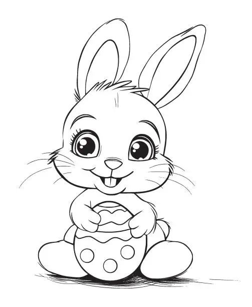 Vector illustration of Easter bunny coloring book