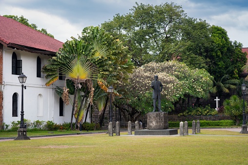 Manila, Philippines – February 01, 2024: The iconic Jose Rizal Monument located at Plaza de Armas in Fort Santiago, Manila, Philippines.