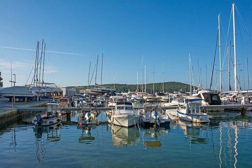 The marina in the coastal town of Medulin in Istria, north west Croatia