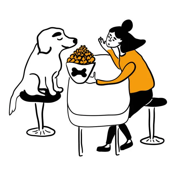 Vector illustration of Pet friendly cafe concept.