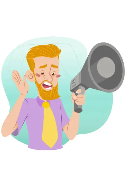 Vector illustration of Homem com megafone