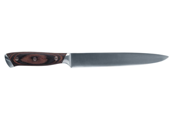 istock Large kitchen knife with wooden handle isolated on white background 1988185893
