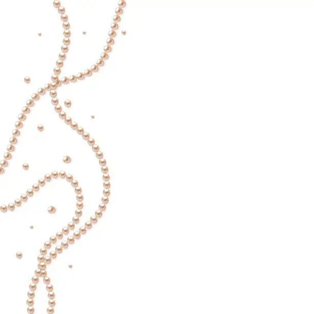 Vector illustration of Pearls. Beads. Necklace. Jewelry. Beautiful vector background. Decoration made of pearls. Garland.