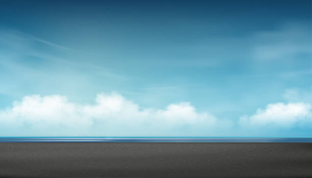Sky Blue Background,Cloud Horizontal with Empty Concrete Floor texture Sky Blue Background,Cloud Horizontal with Empty Concrete Floor texture,Vector Panoramic Spring sky with dark grey asphalt in morning,Summer sky with cloudy over black Cement Sureface sky light background stock illustrations