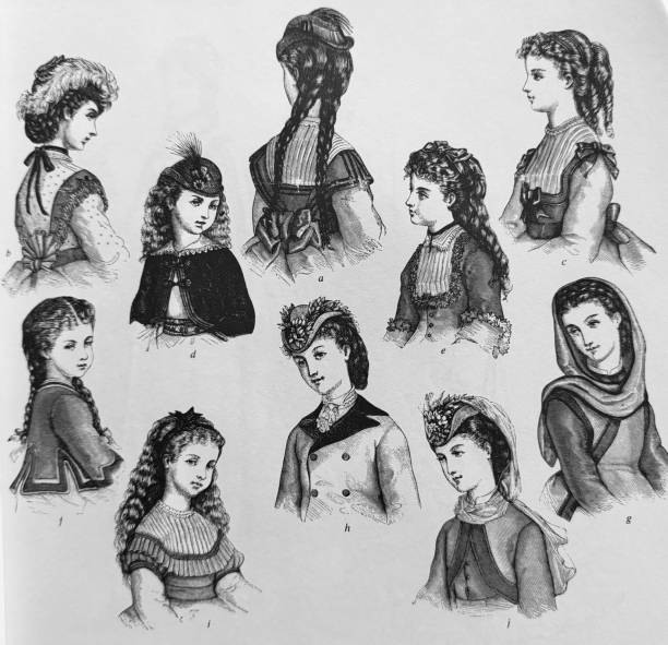 illustrations, cliparts, dessins animés et icônes de coiffures et costumes pour enfants de 1 à 12 ans, 1870 - 6 7 years illustrations