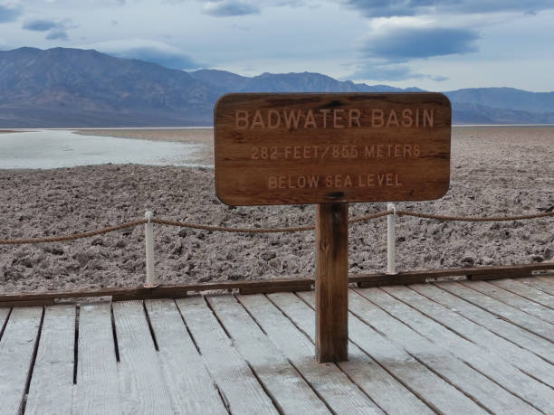The Badwater Basin salt flat in California’s Death Valley National Park is a vast expanse of crystallized salt and other minerals lying at 282 feet (85.5 meters) below sea level, the lowest point in North America.