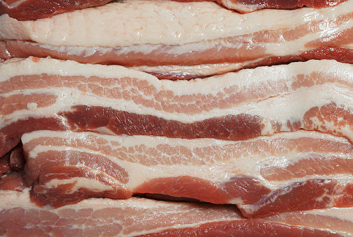 fresh pork belly for bacon as food background