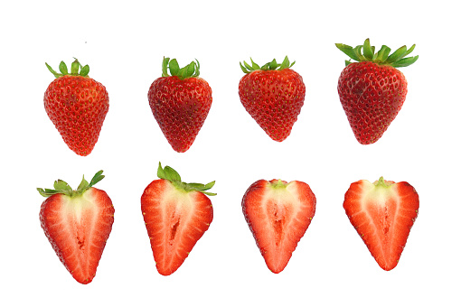 fresh strawberries isolated on white background