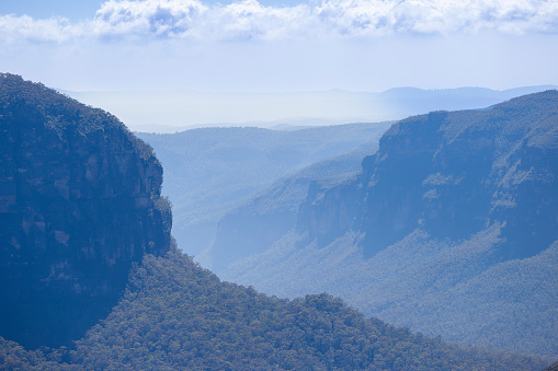 Photograph of the large and beautiful Grose Valley in Blackheath in the Blue Mountains in New South Wales in Australia