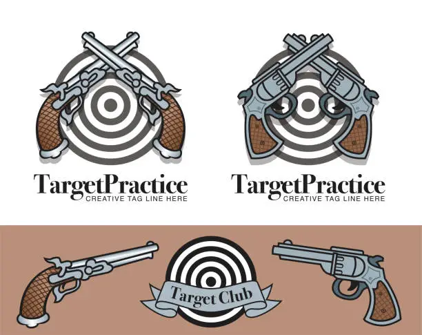 Vector illustration of Shooting Club Target Practice Outdoor Vintage Old Weapons Wildlife Activity