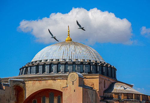 Hagia Sophia Dome with cumulus cloud in the background (Turkish: Ayasofya-i Kebir Cami-i Şerifi)