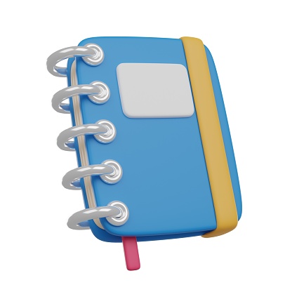 Closed Coil-Bound Notebook with Page Marker 3D render icon illustration