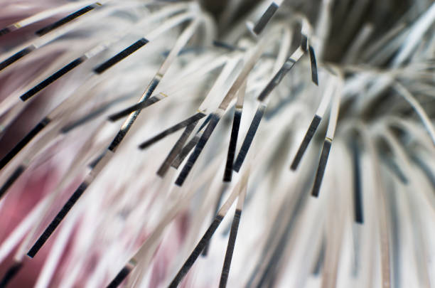 Background of Christmas tinsel, large, macro