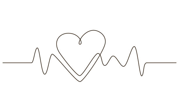 Continuous one line heart pulse symbol drawing Continuous one line heart pulse symbol drawing. Healthy medicine icon in simple linear doodle style vector illustration with editable stroke. Design for healthcare concept heartbeat line stock illustrations