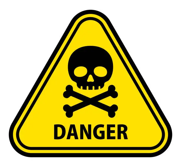 Vector illustration of Danger Warning Sign with Skull Mark