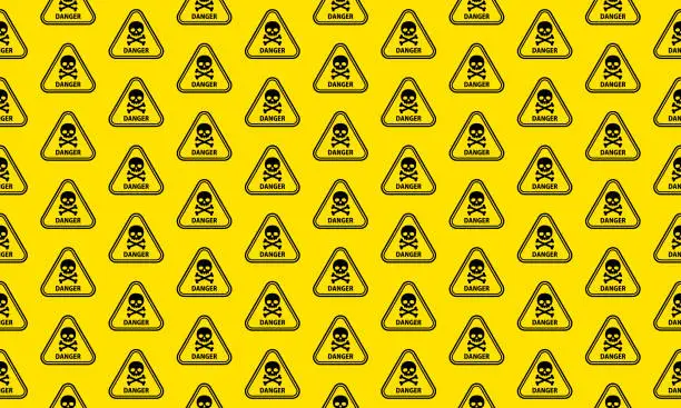 Vector illustration of Seamless Pattern Background for Danger Sign with Skull Mark