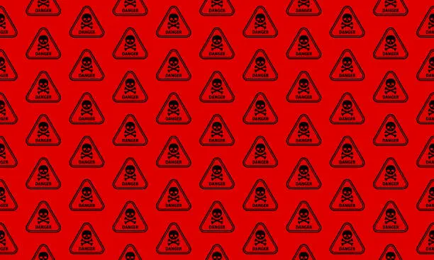 Vector illustration of Seamless Pattern Background for Danger Sign with Skull Mark