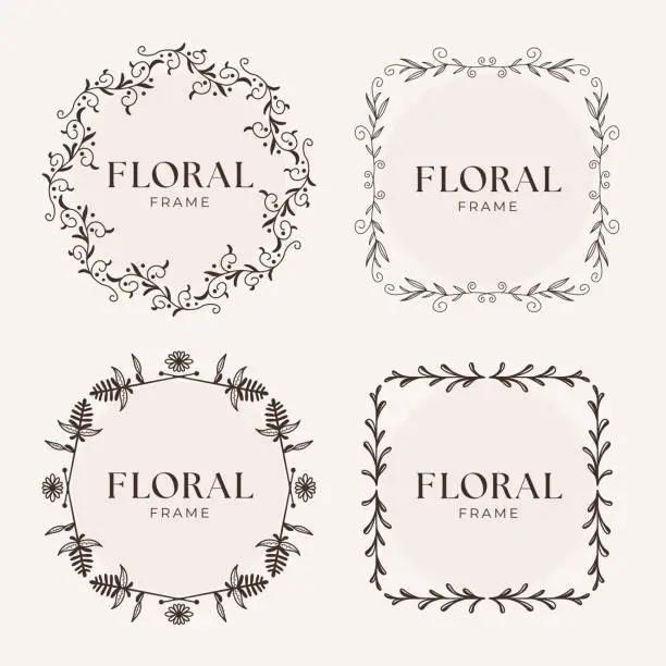 Vector illustration of Decorative floral frame templates