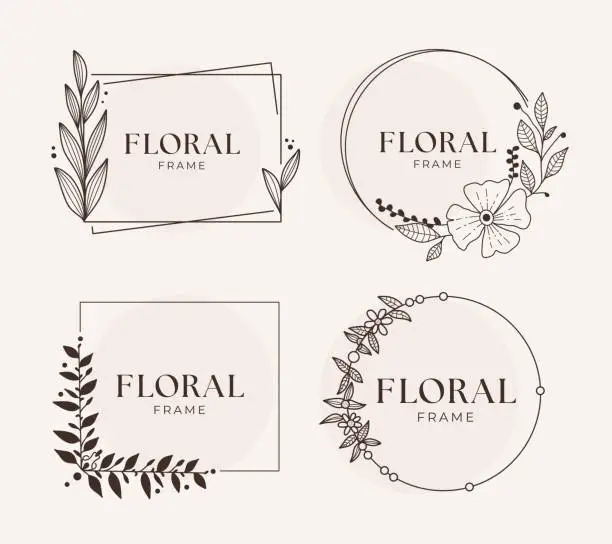 Vector illustration of Set of Vector Floral Frames