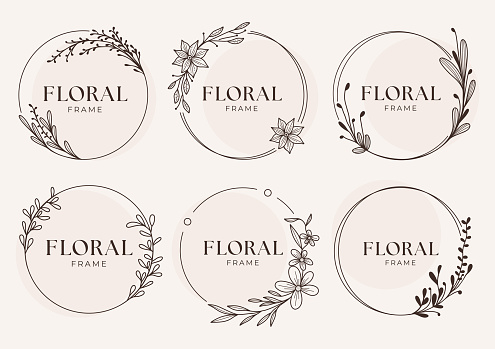 Set of floral frame templates. Six different floral frames for wedding invitation, greeting card, etc.