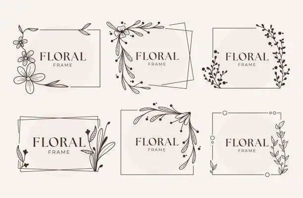 Vector illustration of Set of floral frame templates