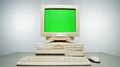 Retro Pc With Chroma Key Green Screen Old Computer Studio Closeup ...