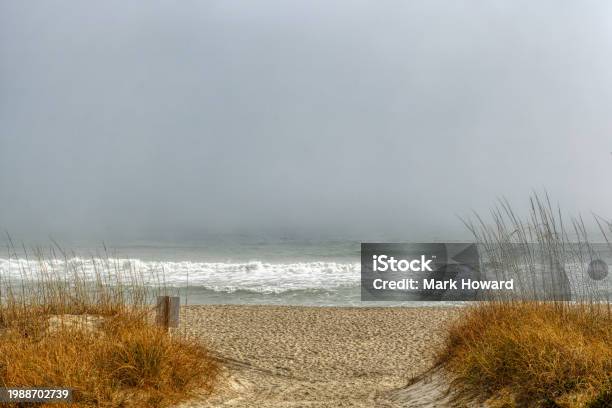 Foggy Ocean Beach Landscape Stock Photo - Download Image Now - Alternative Therapy, Atmosphere, Atmospheric Mood